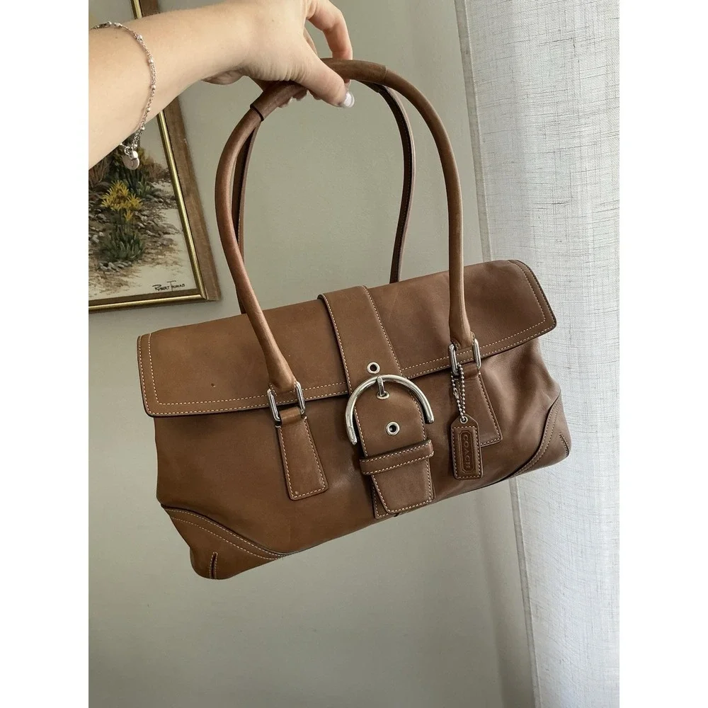 Y2K vintage Hampton soho flap leather satchel shoulder bag